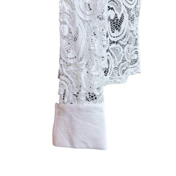 Anne Fontaine Paris Lys Stretch Lace Abstract Button Up Blouse size 42/10 US - Picture 10 of 12